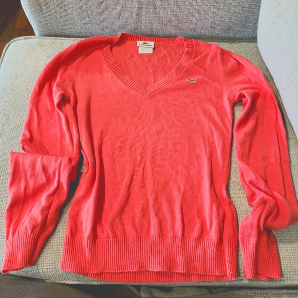 Lacoste Sweaters - Womens Vintage Lacoste Coral V Neck Sweater GUC Small Eur Size 34